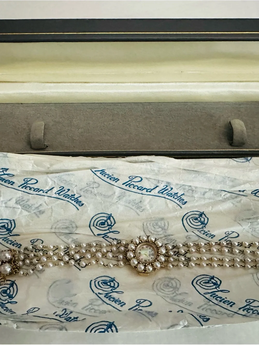Rare Vintage Lucien Piccard 14k Gold and Pearl Women’s Watch